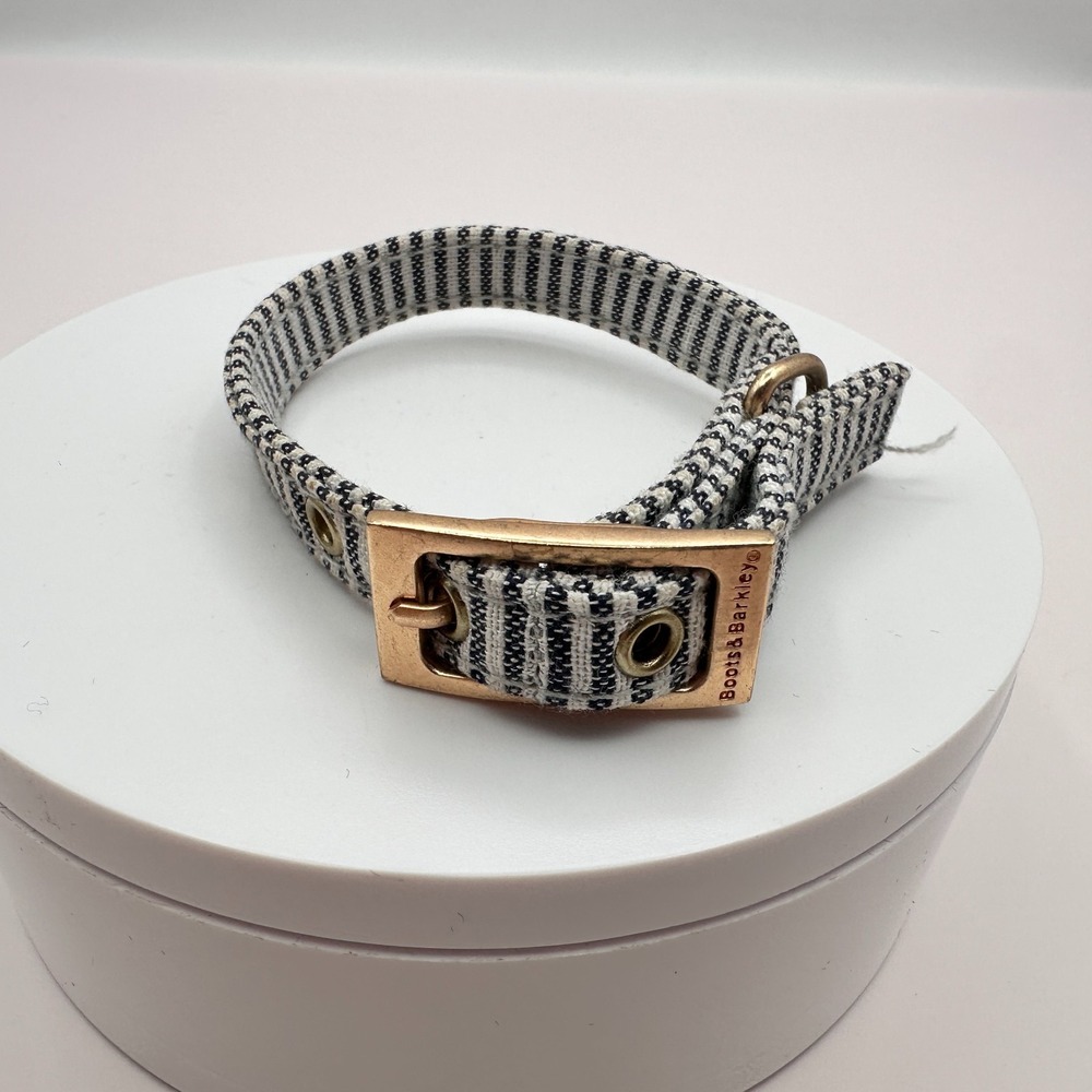 Vintage Y2K Gold Tone Boots & Barkley Black White Striped Dog Collar Buckle